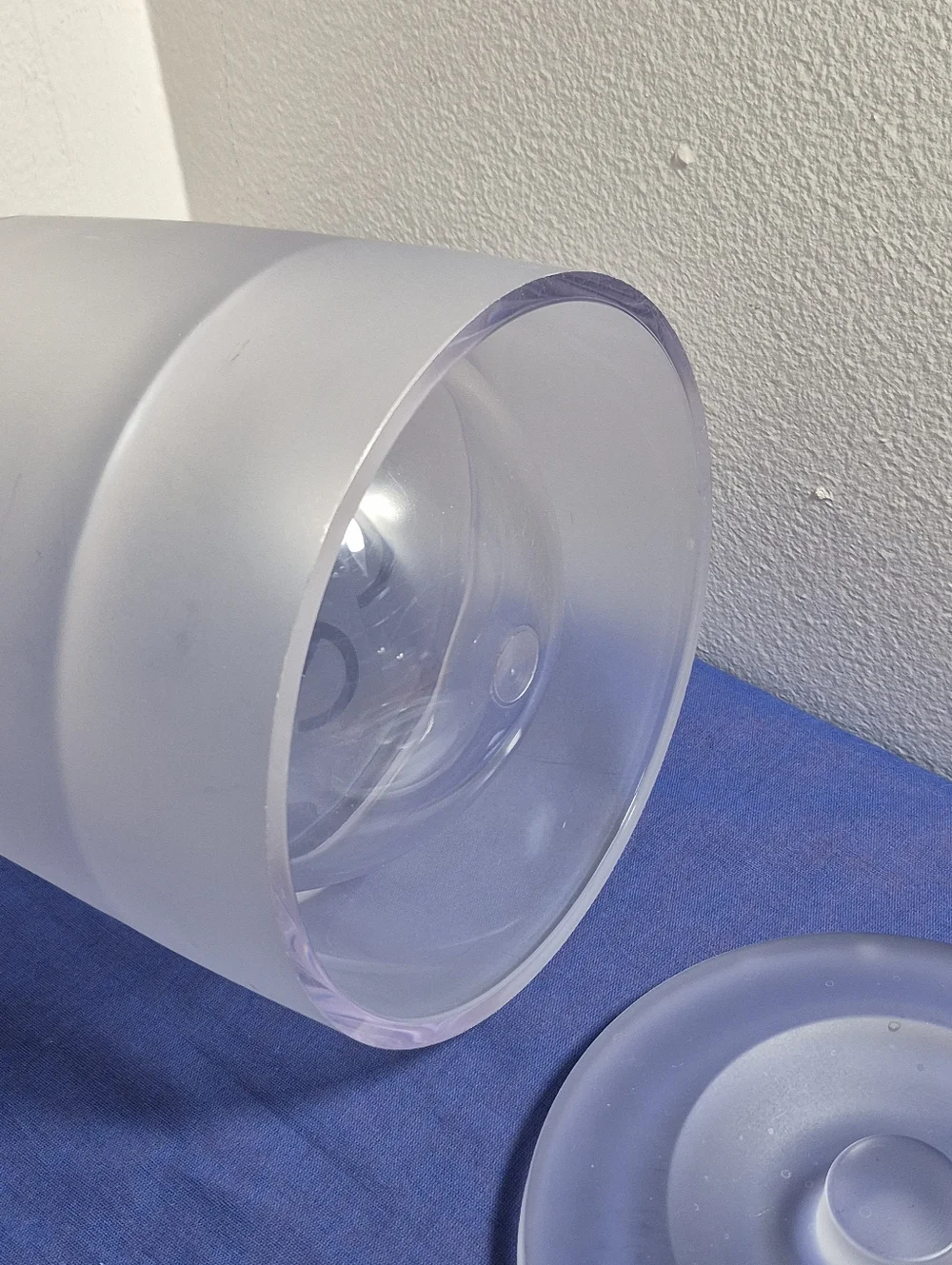Rare Vintage Clear Frosted Thick Lucite Ice Bucket MCM